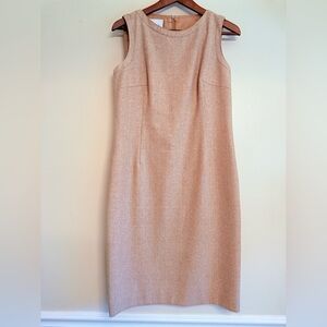 Elegant Akris Punto plaid beige wool dress size 8